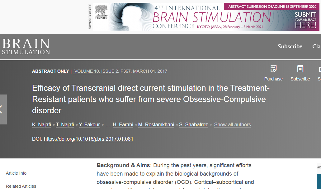 Efficacy of Transcranial direct current stimulation in the Treatment-Resistant patients who suffer from severe Obsessive-Compulsive disorder